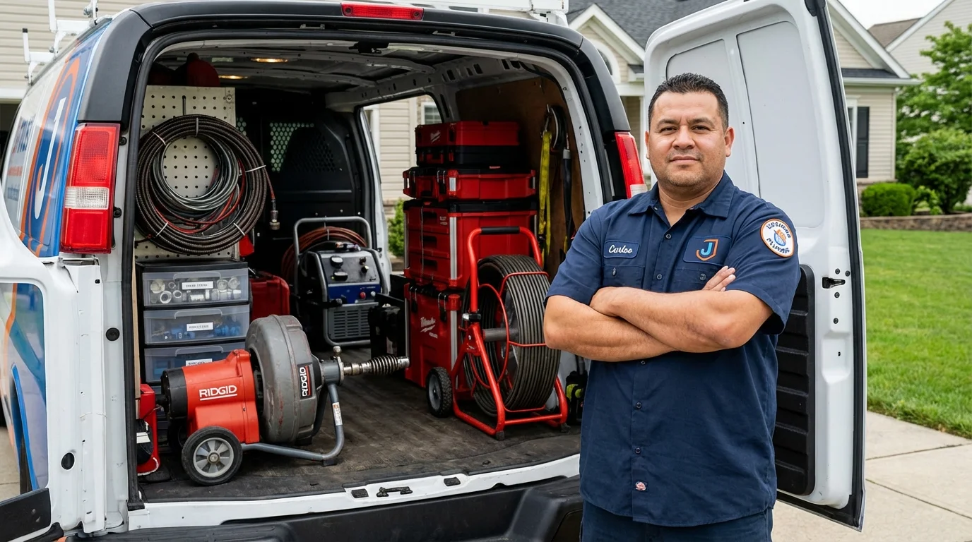 Professional drain cleaning equipment and Johns Plumbing LLC plumber in Old Town