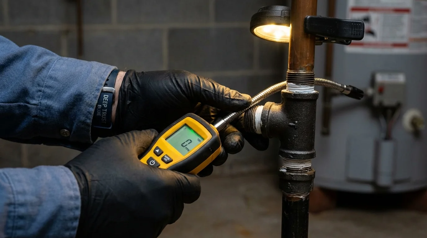 Gas leak detection with electronic sniffer by Johns Plumbing LLC in Old Town