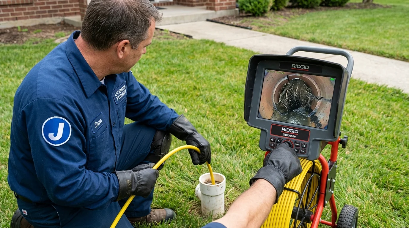 Sewer camera inspection being performed by Johns Plumbing LLC in Old Town